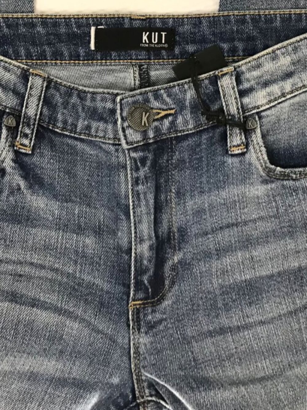 Distressed Cropped Ankle Blue Jeans • Raw Hem, Mid Rise • Size 27 • NWT - Picture 6 of 10